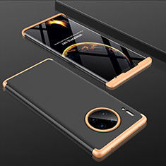 Custodia Plastica Rigida Cover Opaca Fronte e Retro 360 Gradi P01 per Huawei Mate 30E Pro 5G Oro e Nero