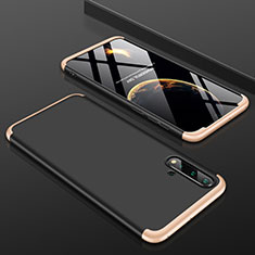 Custodia Plastica Rigida Cover Opaca Fronte e Retro 360 Gradi P01 per Huawei Nova 5 Oro e Nero