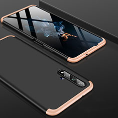 Custodia Plastica Rigida Cover Opaca Fronte e Retro 360 Gradi P01 per Huawei Nova 5T Oro e Nero