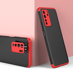 Custodia Plastica Rigida Cover Opaca Fronte e Retro 360 Gradi P01 per Huawei P40 Lite 5G Rosso e Nero