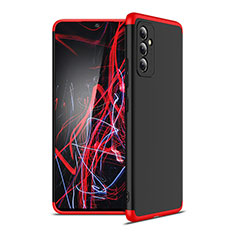 Custodia Plastica Rigida Cover Opaca Fronte e Retro 360 Gradi P01 per Samsung Galaxy A82 5G Rosso e Nero