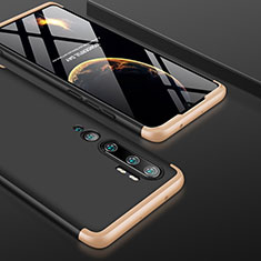 Custodia Plastica Rigida Cover Opaca Fronte e Retro 360 Gradi P01 per Xiaomi Mi Note 10 Oro e Nero