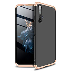 Custodia Plastica Rigida Cover Opaca Fronte e Retro 360 Gradi P02 per Huawei Nova 5T Oro e Nero