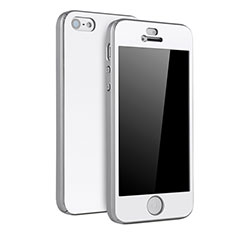 Custodia Plastica Rigida Cover Opaca Fronte e Retro 360 Gradi per Apple iPhone 5 Argento