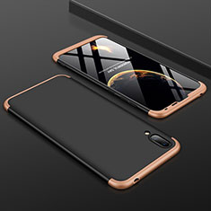 Custodia Plastica Rigida Cover Opaca Fronte e Retro 360 Gradi per Huawei Y7 Pro (2019) Oro e Nero