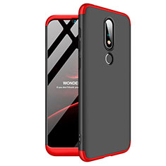 Custodia Plastica Rigida Cover Opaca Fronte e Retro 360 Gradi per Nokia 6.1 Plus Rosso e Nero