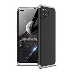 Custodia Plastica Rigida Cover Opaca Fronte e Retro 360 Gradi per Oppo F17 Pro Argento e Nero