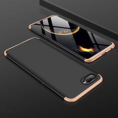 Custodia Plastica Rigida Cover Opaca Fronte e Retro 360 Gradi per Oppo R15X Oro e Nero