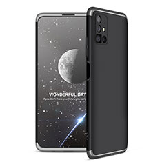 Custodia Plastica Rigida Cover Opaca Fronte e Retro 360 Gradi per Samsung Galaxy M51 Argento e Nero