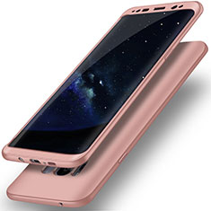 Custodia Plastica Rigida Cover Opaca Fronte e Retro 360 Gradi Q02 per Samsung Galaxy S8 Plus Oro Rosa