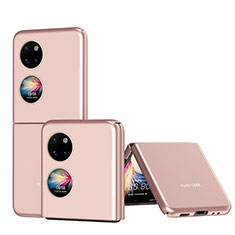 Custodia Plastica Rigida Cover Opaca Fronte e Retro 360 Gradi QH1 per Huawei Pocket S Oro Rosa