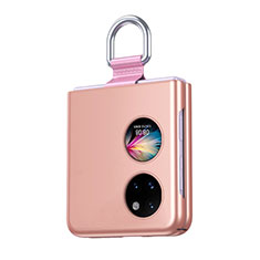 Custodia Plastica Rigida Cover Opaca Fronte e Retro 360 Gradi QH3 per Huawei P50 Pocket Oro Rosa