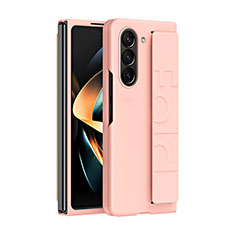 Custodia Plastica Rigida Cover Opaca Fronte e Retro 360 Gradi QH3 per Samsung Galaxy Z Fold5 5G Oro Rosa