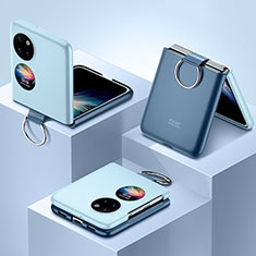 Custodia Plastica Rigida Cover Opaca Fronte e Retro 360 Gradi QK1 per Huawei P60 Pocket Blu