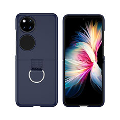 Custodia Plastica Rigida Cover Opaca Fronte e Retro 360 Gradi Z02L per Huawei P50 Pocket Blu Notte