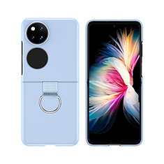 Custodia Plastica Rigida Cover Opaca Fronte e Retro 360 Gradi Z02L per Huawei P60 Pocket Cielo Blu