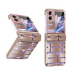 Custodia Plastica Rigida Cover Opaca Fronte e Retro 360 Gradi ZL1 per Oppo Find N2 Flip 5G Oro Rosa