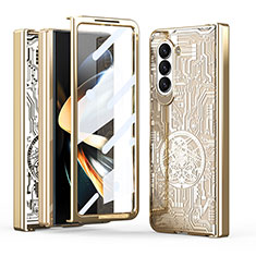 Custodia Plastica Rigida Cover Opaca Fronte e Retro 360 Gradi ZL8 per Samsung Galaxy Z Fold5 5G Oro