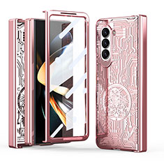 Custodia Plastica Rigida Cover Opaca Fronte e Retro 360 Gradi ZL8 per Samsung Galaxy Z Fold5 5G Oro Rosa