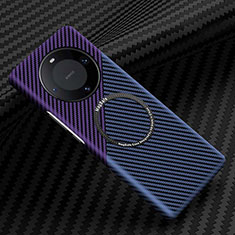 Custodia Plastica Rigida Cover Opaca Spigato con Mag-Safe Magnetic per Huawei Mate 60 Pro+ Plus Viola e Nero