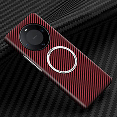 Custodia Plastica Rigida Cover Opaca Spigato con Mag-Safe Magnetic per Huawei Mate 60 Pro Rosso