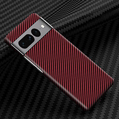 Custodia Plastica Rigida Cover Opaca Spigato per Google Pixel 7 Pro 5G Rosso