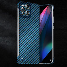 Custodia Plastica Rigida Cover Opaca Spigato per Oppo Find X3 Pro 5G Blu