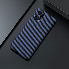 Custodia Plastica Rigida Cover Opaca Spigato per Oppo Find X5 Pro 5G Blu