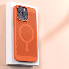 Custodia Plastica Rigida Cover Perforato con Mag-Safe Magnetic per Apple iPhone 13 Pro Max Arancione