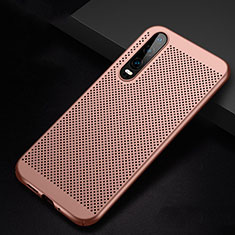 Custodia Plastica Rigida Cover Perforato per Huawei P30 Oro Rosa