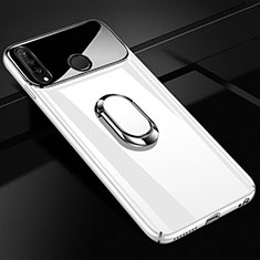 Custodia Plastica Rigida Laterale Cover Opaca 360 Gradi con Magnetico Anello Supporto per Huawei P30 Lite New Edition Bianco