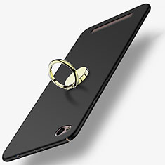 Custodia Plastica Rigida Opaca con Anello Supporto A02 per Xiaomi Redmi 3 Nero