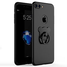 Custodia Plastica Rigida Opaca con Anello Supporto A06 per Apple iPhone 7 Plus Nero