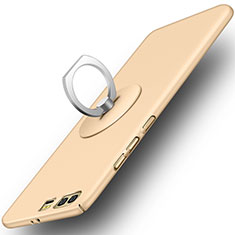 Custodia Plastica Rigida Opaca con Anello Supporto per Huawei Honor 9 Oro