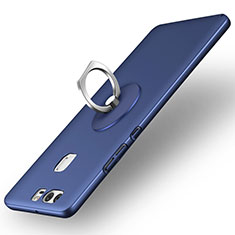 Custodia Plastica Rigida Opaca con Anello Supporto per Huawei P9 Plus Blu
