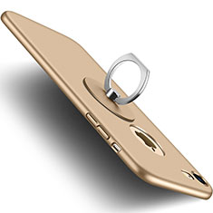 Custodia Plastica Rigida Opaca con Foro e Anello Supporto per Apple iPhone SE (2020) Oro