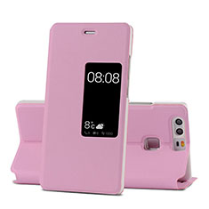 Custodia Portafoglio In Pelle con Stand per Huawei P9 Rosa