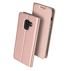 Custodia Portafoglio In Pelle con Stand per Samsung Galaxy A8+ A8 Plus (2018) Duos A730F Oro Rosa