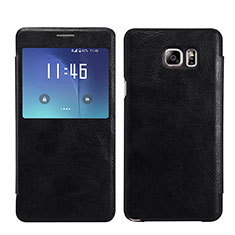 Custodia Portafoglio In Pelle con Supporto L01 per Samsung Galaxy Note 5 N9200 N920 N920F Nero