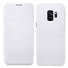 Custodia Portafoglio In Pelle con Supporto L01 per Samsung Galaxy S9 Bianco