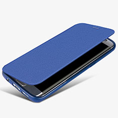 Custodia Portafoglio In Pelle con Supporto L02 per Samsung Galaxy S7 Edge G935F Blu