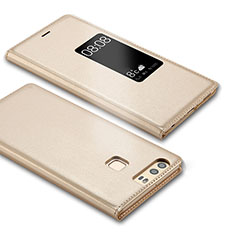 Custodia Portafoglio In Pelle con Supporto L03 per Huawei P9 Oro