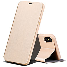 Custodia Portafoglio In Pelle con Supporto per Apple iPhone X Oro