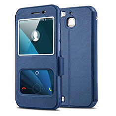 Custodia Portafoglio In Pelle con Supporto per Huawei P8 Lite Smart Blu
