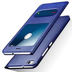 Custodia Portafoglio In Pelle con Supporto R01 per Huawei Honor 8 Lite Blu