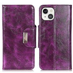 Custodia Portafoglio In Pelle Cover con Supporto A01 per Apple iPhone 13 Viola