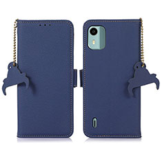 Custodia Portafoglio In Pelle Cover con Supporto A01D per Nokia C12 Blu