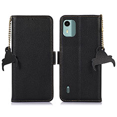 Custodia Portafoglio In Pelle Cover con Supporto A01D per Nokia C12 Nero