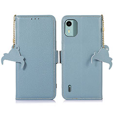 Custodia Portafoglio In Pelle Cover con Supporto A01D per Nokia C12 Pro Azzurro