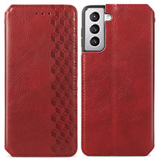 Custodia Portafoglio In Pelle Cover con Supporto A01D per Samsung Galaxy S21 Plus 5G Rosso